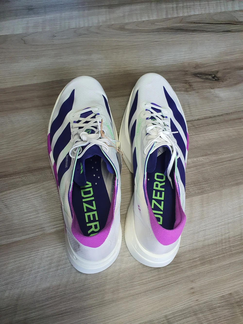 adidas Adizero Adios Pro 4 Core White Purple Lime JR1656 Men's Size 10 New - Picture 10 of 12